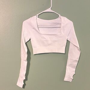 Elegant White Long Sleeve Crop Top